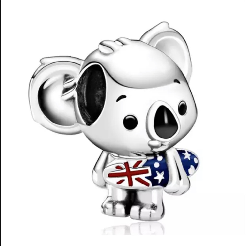 NEW•Silver Koala w/surfboard DIY charm/bead
